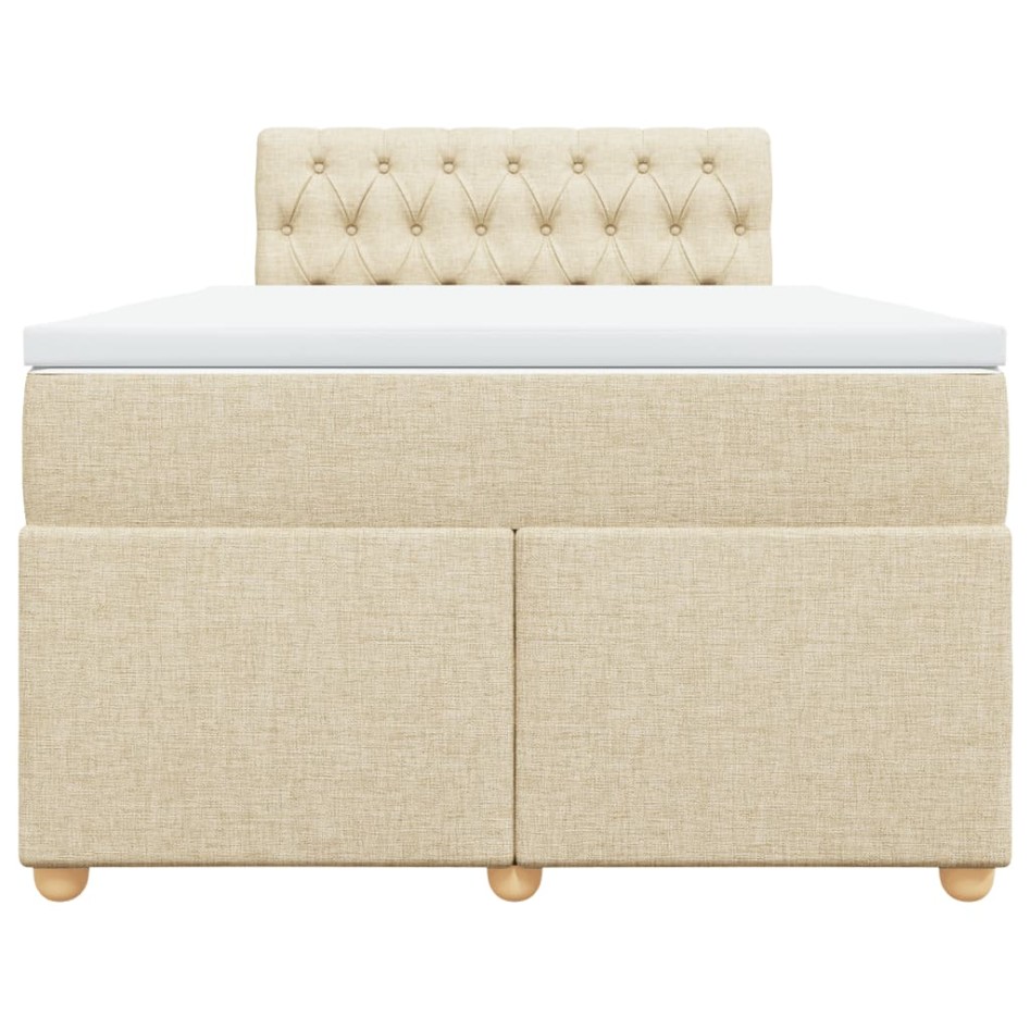Cama box spring con colchón tela color crema 120x200