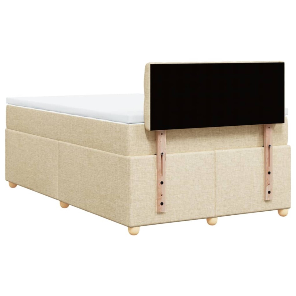 Cama box spring con colchón tela color crema 120x200