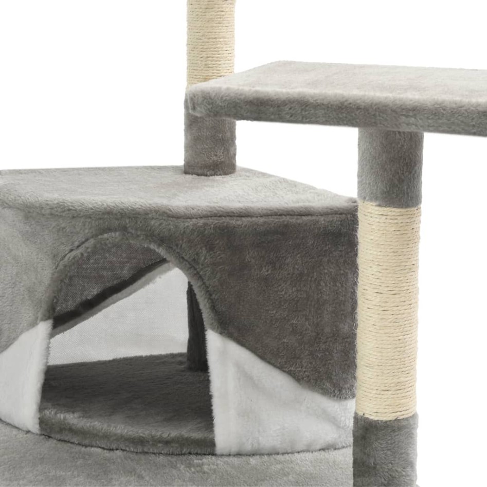Rascador para gatos con poste de sisal 203 cm gris y