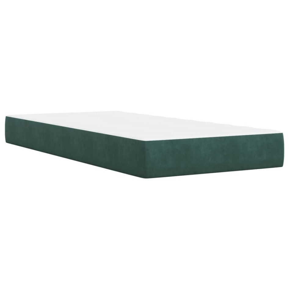 Cama box spring con colchón terciopelo verde oscuro 90x190