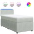 Cama box spring con colchón terciopelo gris claro 100x200
