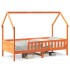 Cama con forma de casa de niños madera maciza marrón 80x200