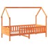 Cama con forma de casa de niños madera maciza marrón 80x200