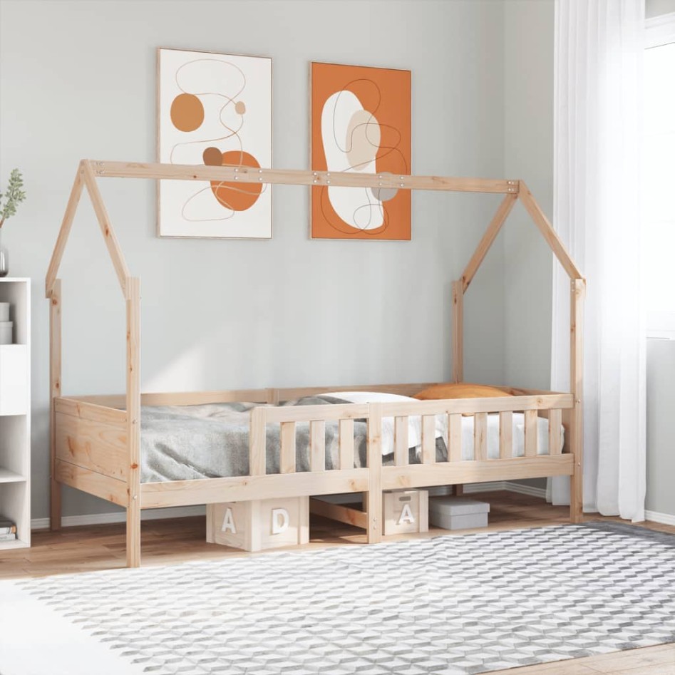 Cama con forma de casa de niños madera maciza de pino 80x200