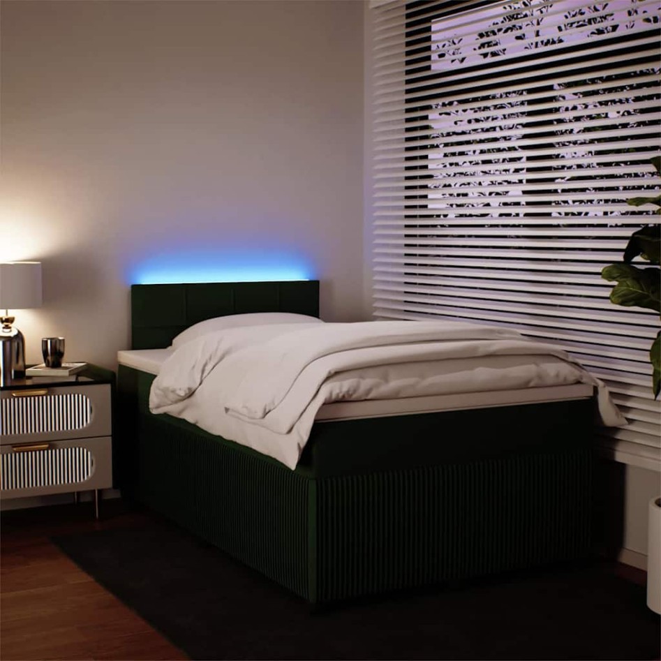 Cama box spring con colchón terciopelo verde oscuro 120x190