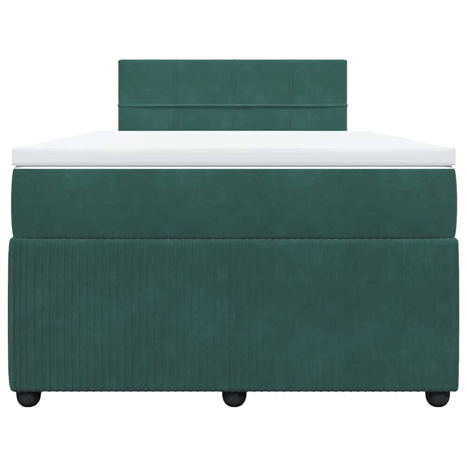 Cama box spring con colchón terciopelo verde oscuro 120x190