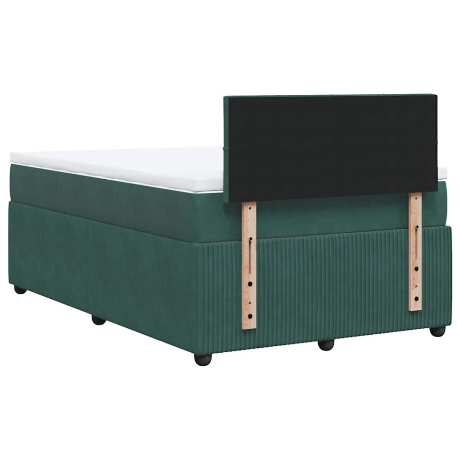 Cama box spring con colchón terciopelo verde oscuro 120x190