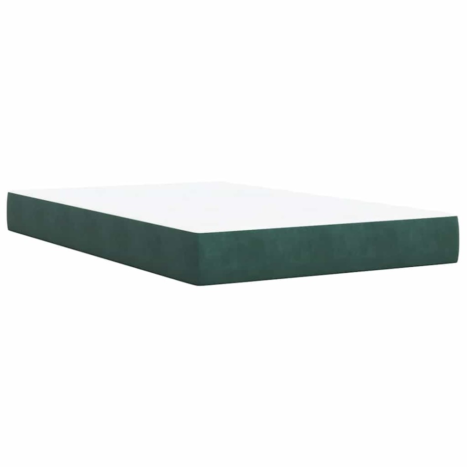 Cama box spring con colchón terciopelo verde oscuro 120x190