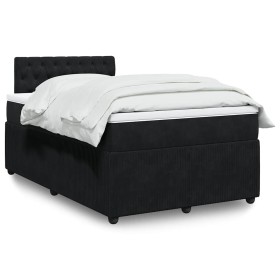 Cama box spring con colchón terciopelo negro 120x190