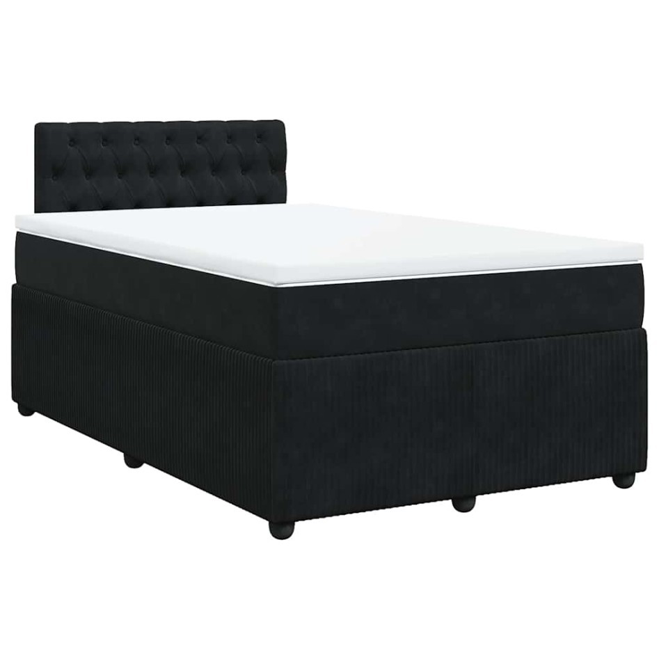 Cama box spring con colchón terciopelo negro 120x190