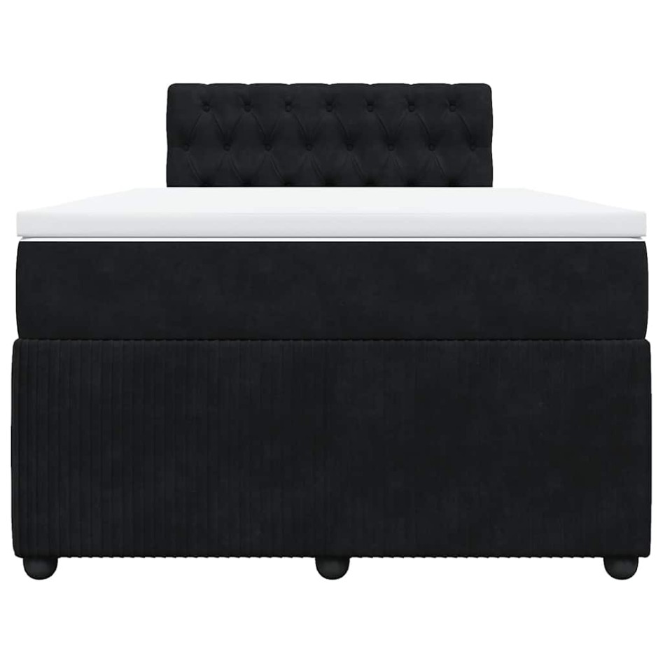 Cama box spring con colchón terciopelo negro 120x190