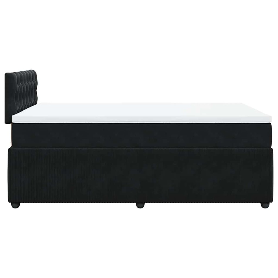 Cama box spring con colchón terciopelo negro 120x190