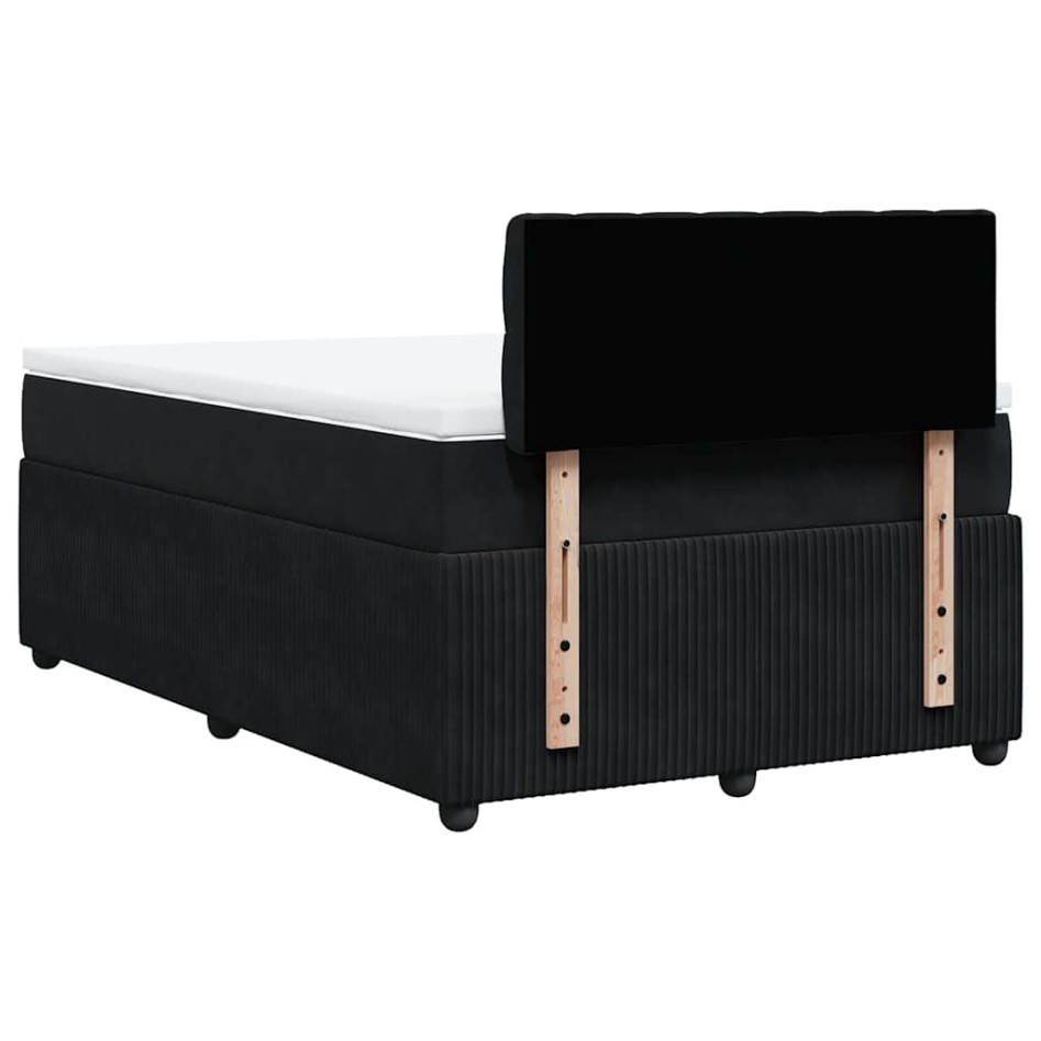 Cama box spring con colchón terciopelo negro 120x190