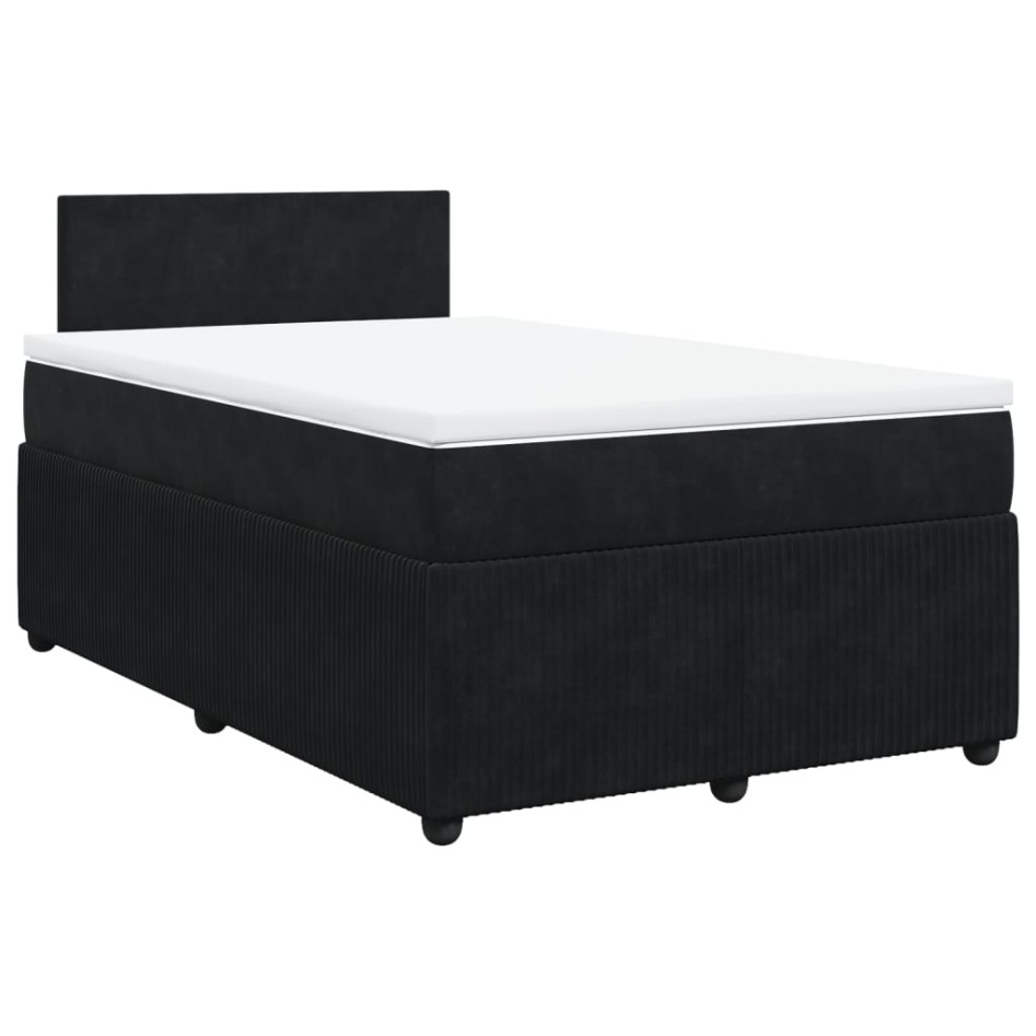 Cama box spring con colchón terciopelo negro 120x200