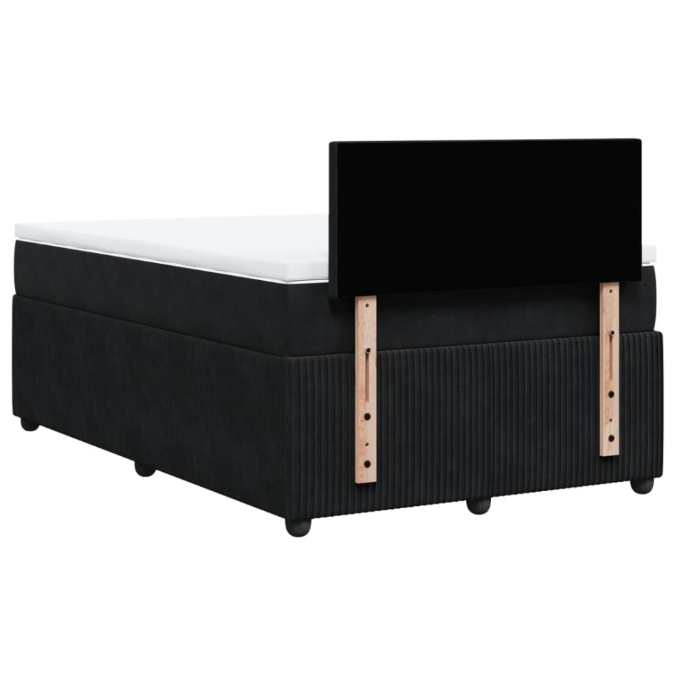 Cama box spring con colchón terciopelo negro 120x200