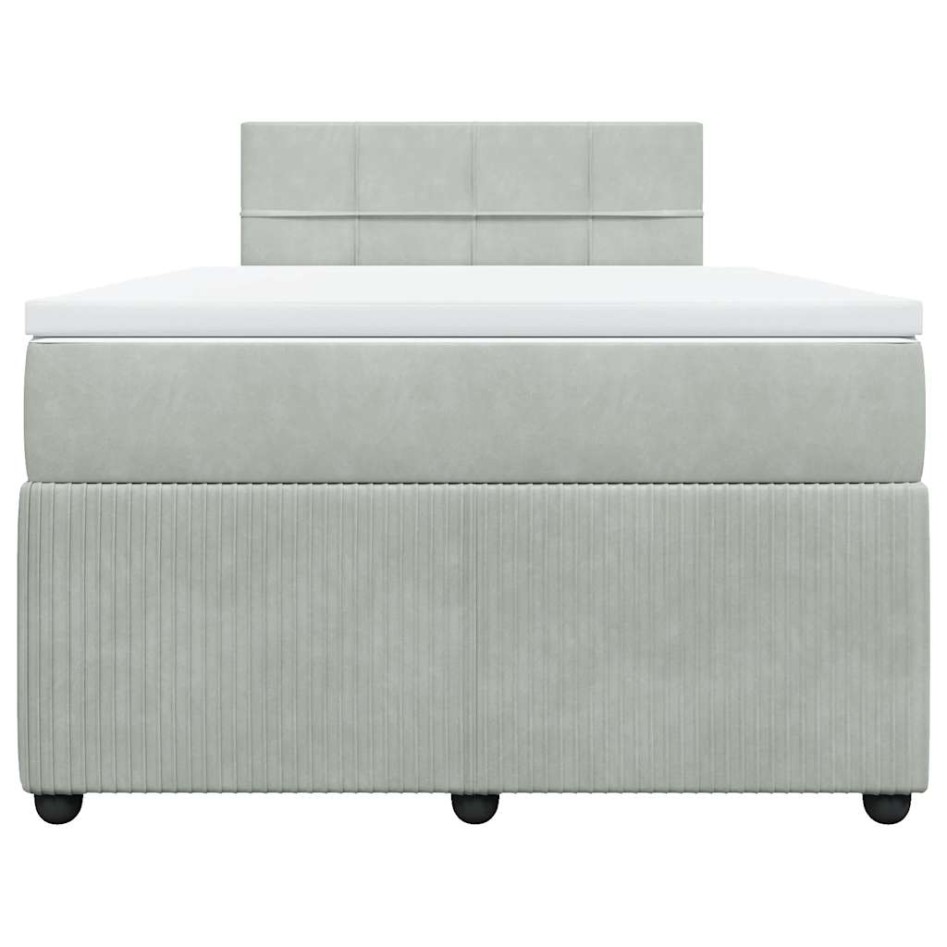 Cama box spring con colchón terciopelo gris claro 120x200