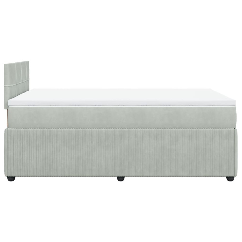 Cama box spring con colchón terciopelo gris claro 120x200