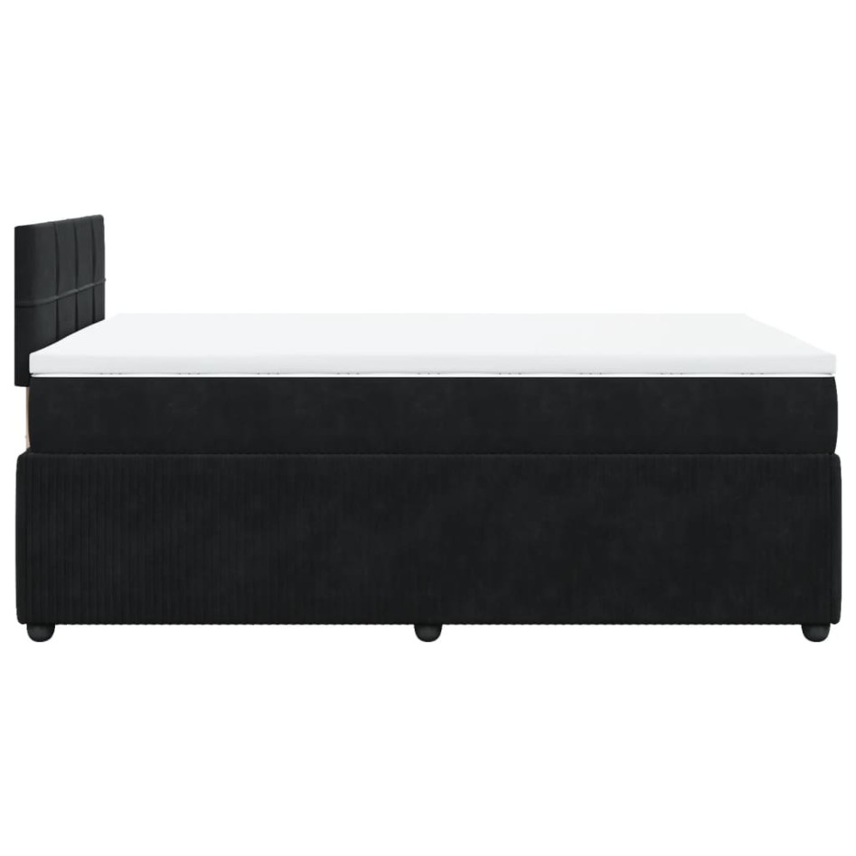 Cama box spring con colchón terciopelo negro 120x200