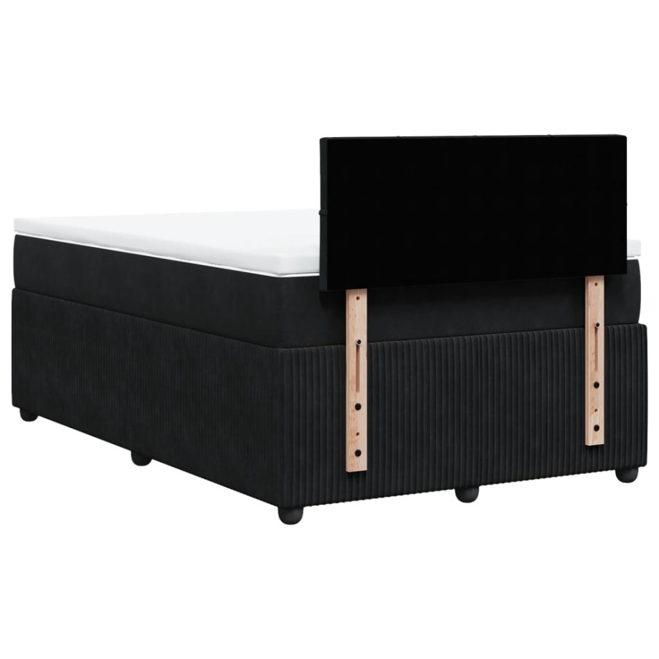 Cama box spring con colchón terciopelo negro 120x200