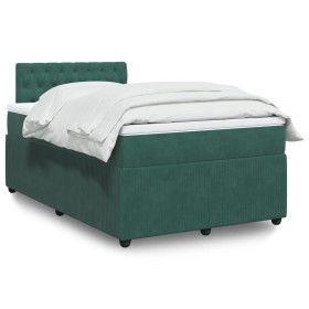Cama box spring con colchón terciopelo verde oscuro 120x200