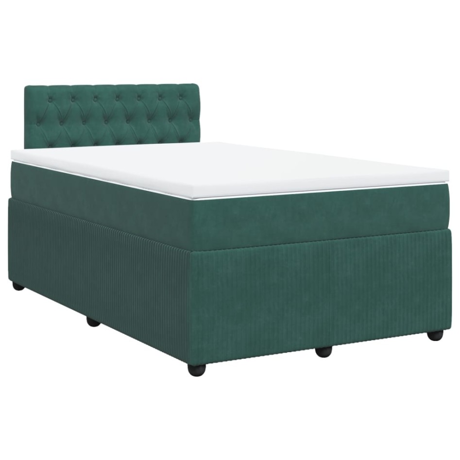 Cama box spring con colchón terciopelo verde oscuro 120x200