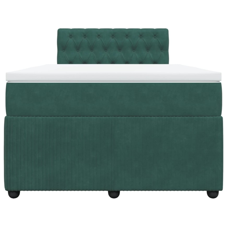 Cama box spring con colchón terciopelo verde oscuro 120x200