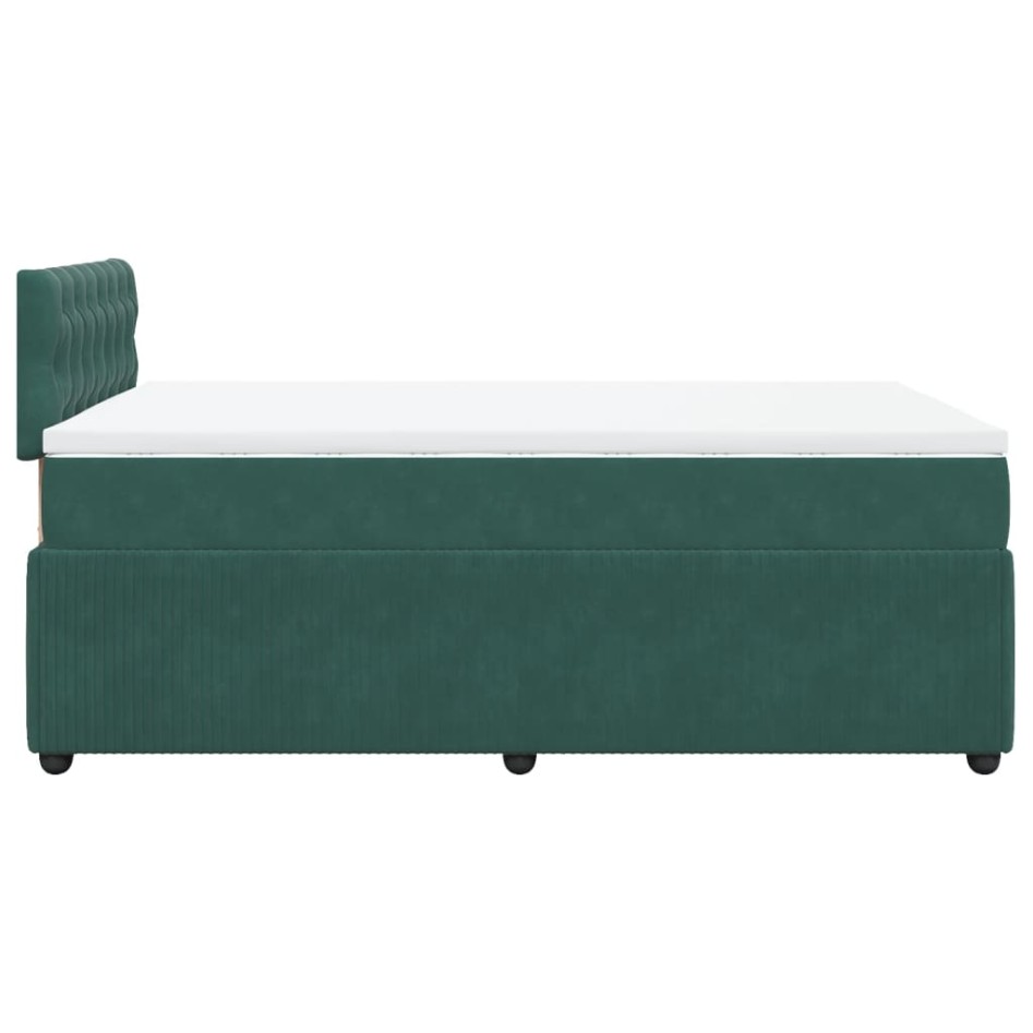 Cama box spring con colchón terciopelo verde oscuro 120x200
