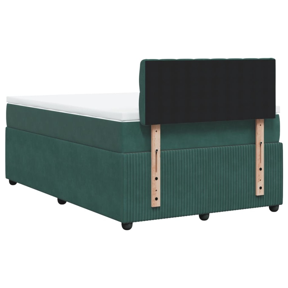 Cama box spring con colchón terciopelo verde oscuro 120x200