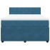 Cama box spring con colchón terciopelo azul 140x190