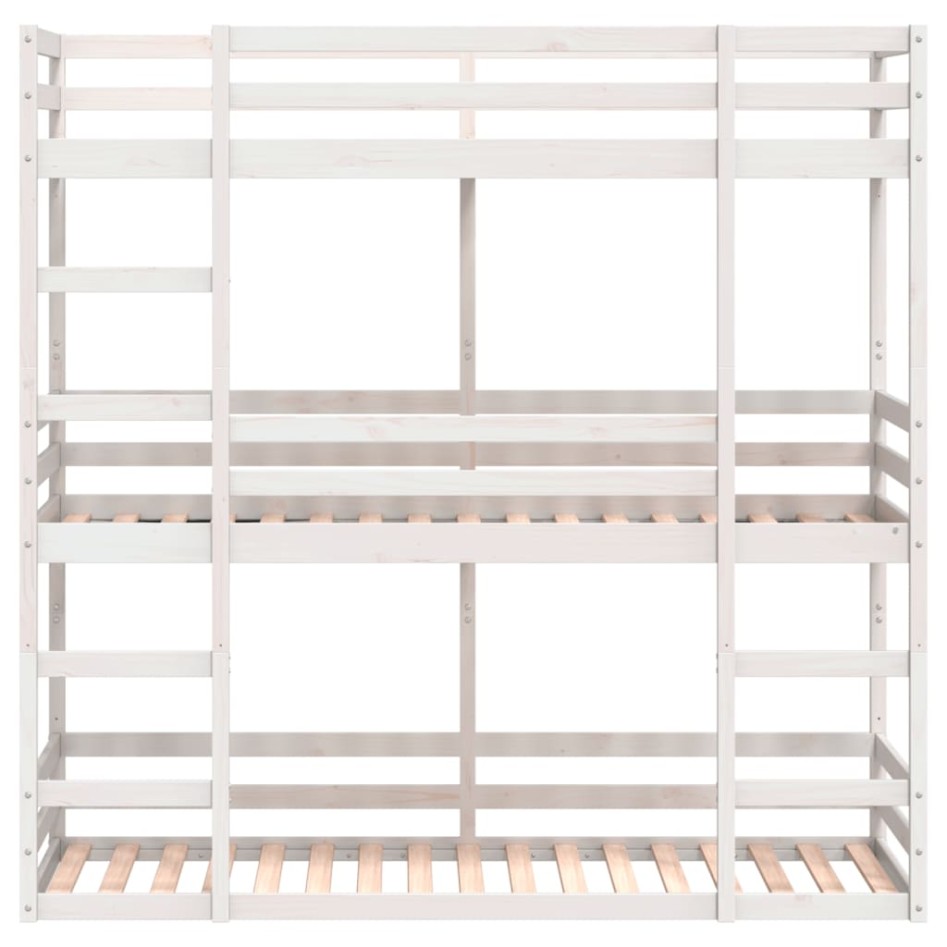 Litera triple de madera maciza de pino blanco 75x190