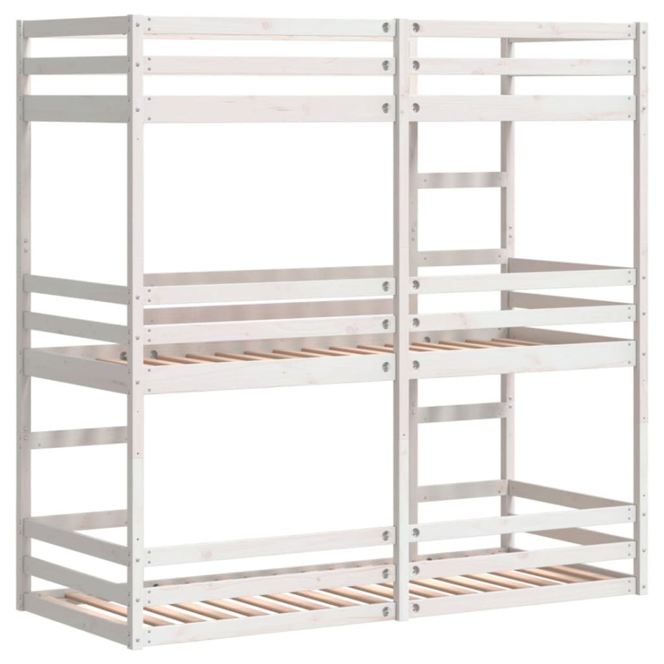 Litera triple de madera maciza de pino blanco 75x190