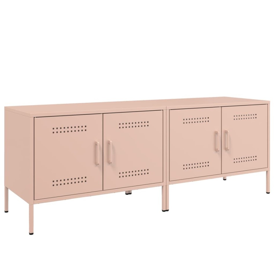 Muebles de TV 2 piezas acero rosa 68x39x50,5