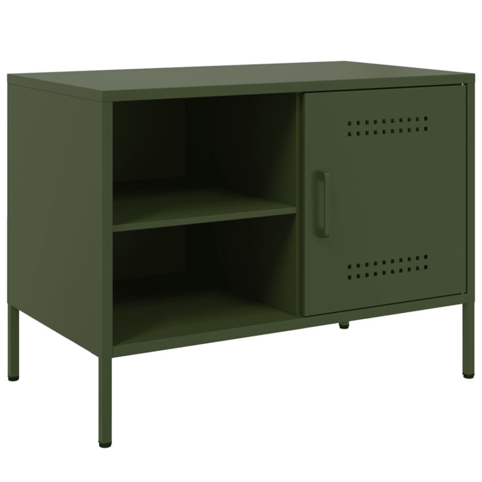 Muebles de TV 2 piezas acero verde oliva 68x39x50,5