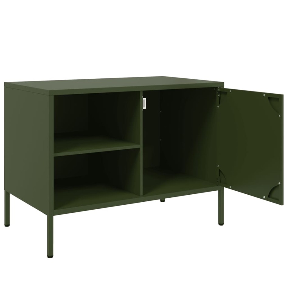Muebles de TV 2 piezas acero verde oliva 68x39x50,5