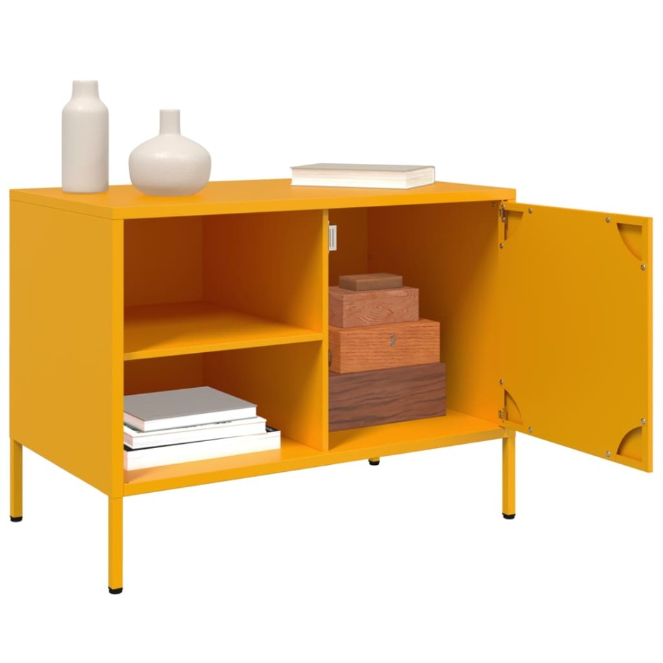 Muebles para TV 2 piezas acero amarillo mostaza 68x39x50,5