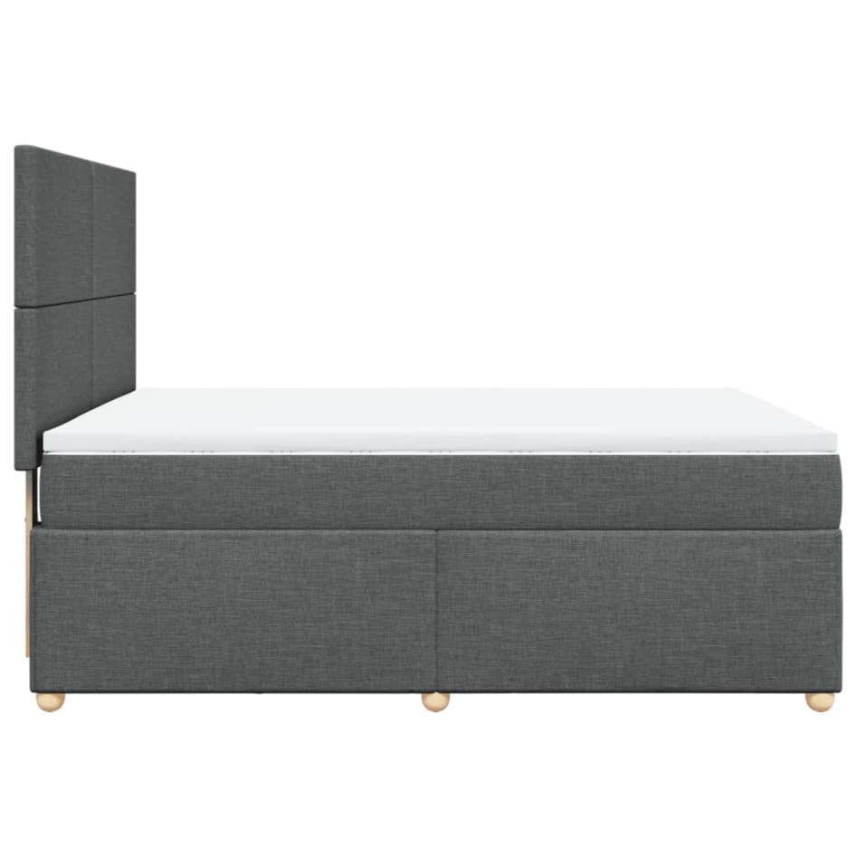 Cama box spring con colchón tela gris oscuro 140x200