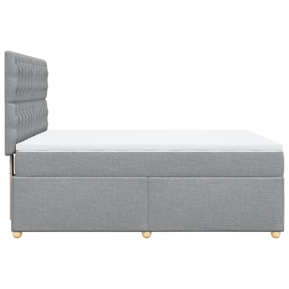 Cama box spring con colchón tela gris claro 140x200