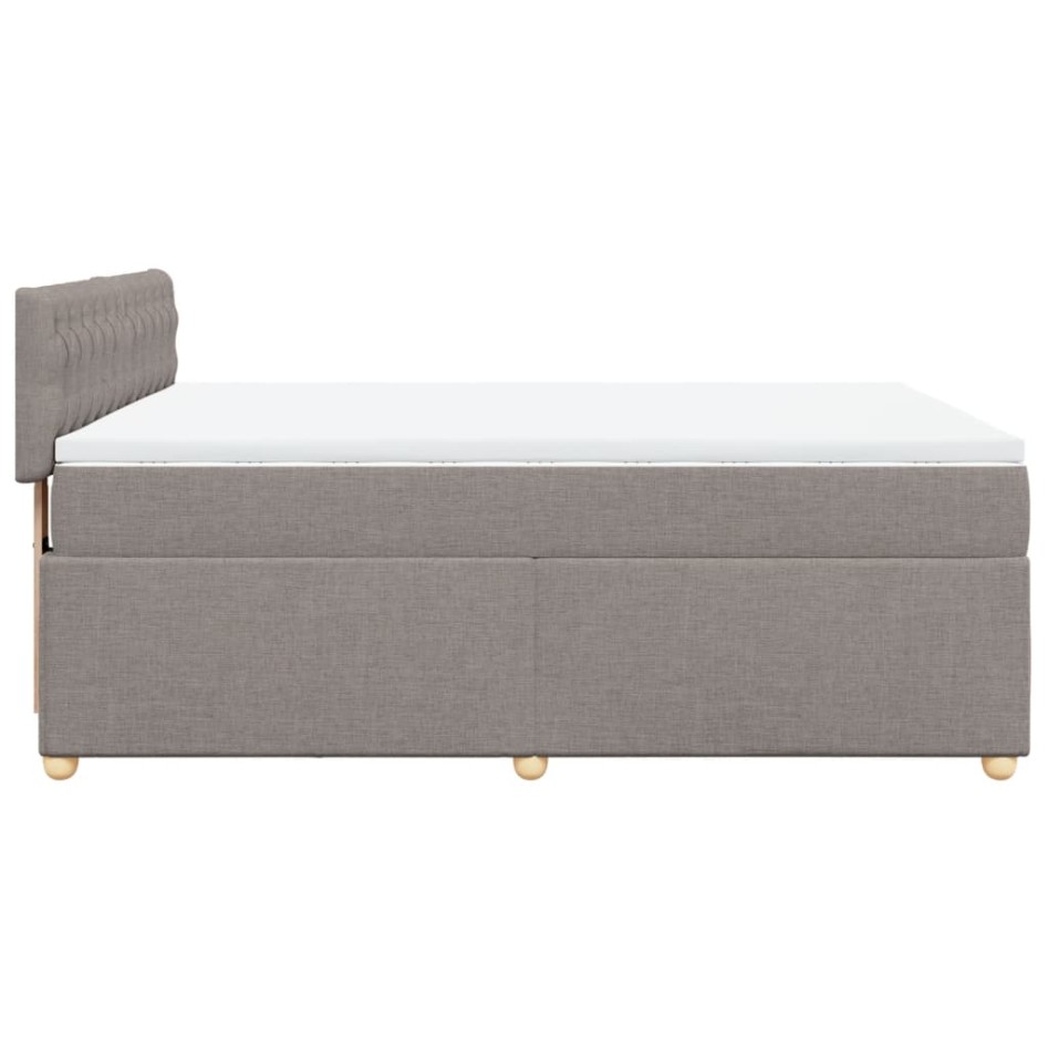 Cama box spring con colchón tela gris taupe 140x200