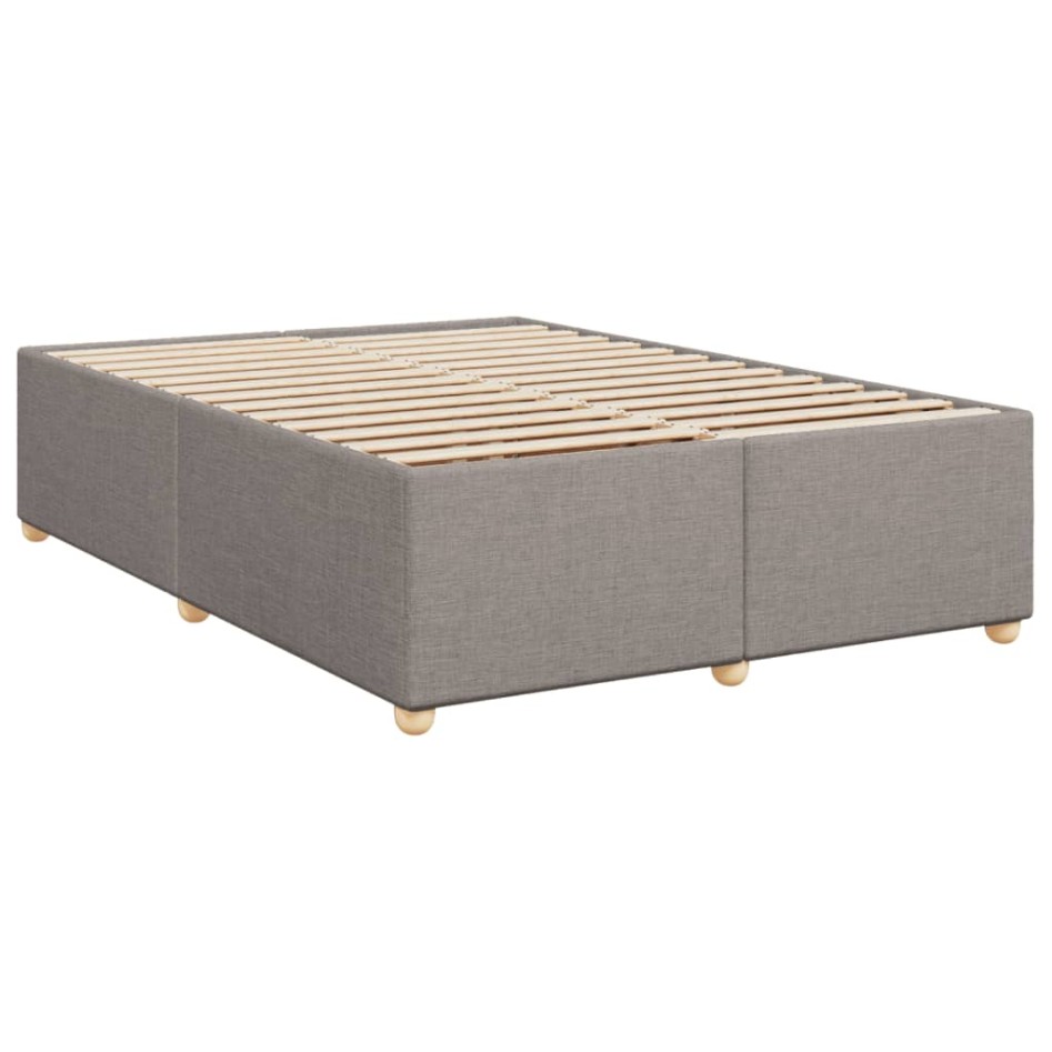 Cama box spring con colchón tela gris taupe 140x200