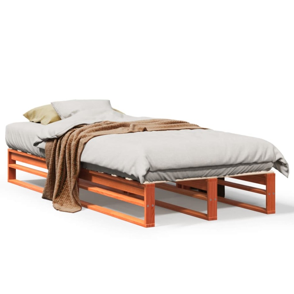 Estructura de cama sin colchón madera de pino marrón 90x200