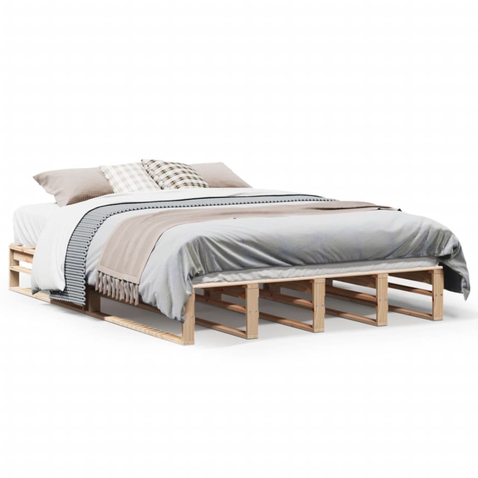 Estructura de cama sin colchón madera maciza de pino 120x190