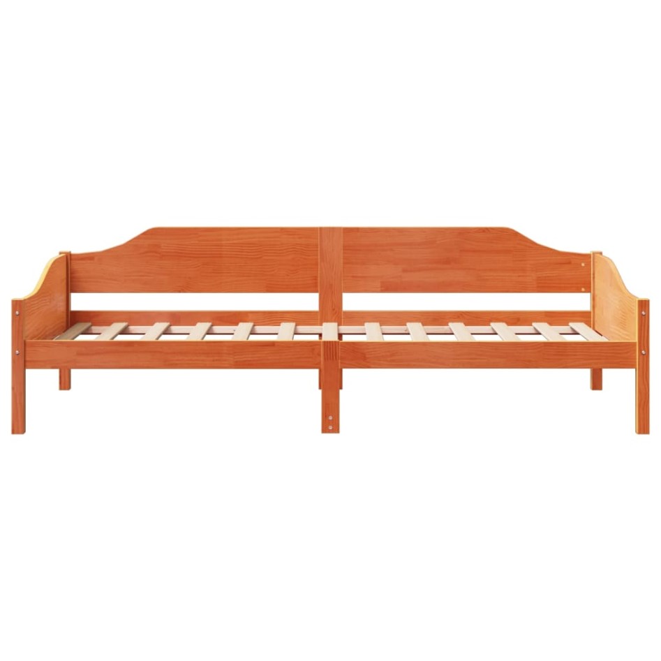 Cama sin colchón madera maciza pino marrón cera 80x200