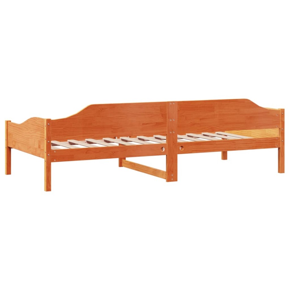 Cama sin colchón madera maciza pino marrón cera 80x200