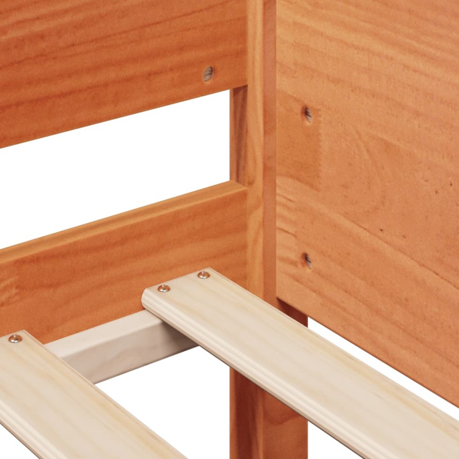 Cama sin colchón madera maciza pino marrón cera 80x200