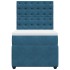 Cama box spring con colchón terciopelo azul 100x200