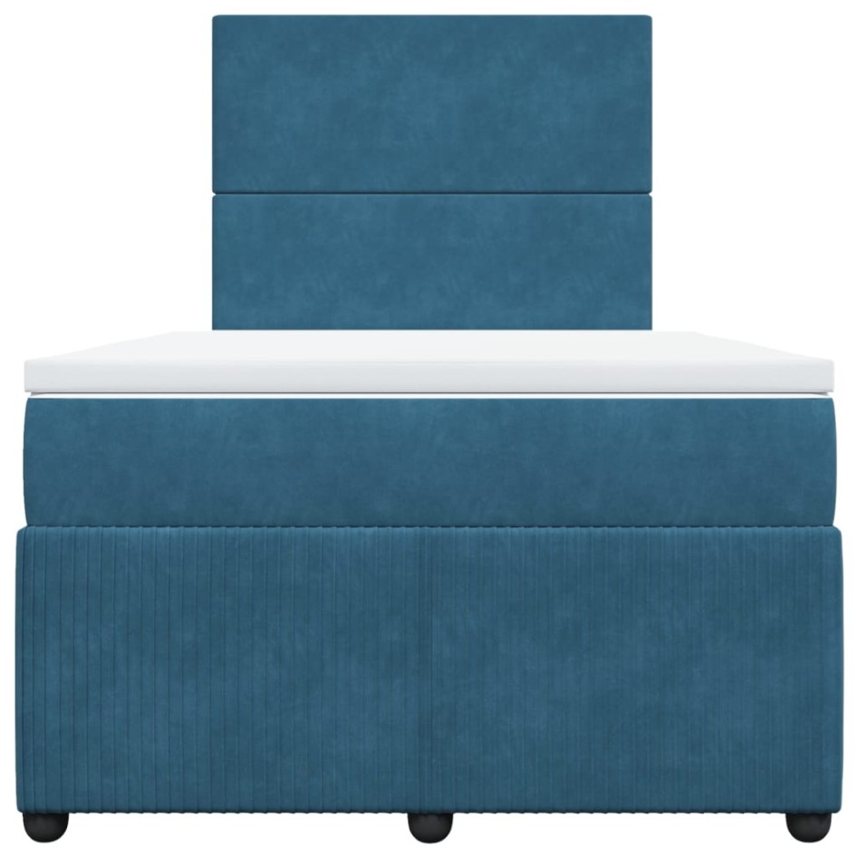 Cama box spring con colchón terciopelo azul 120x190