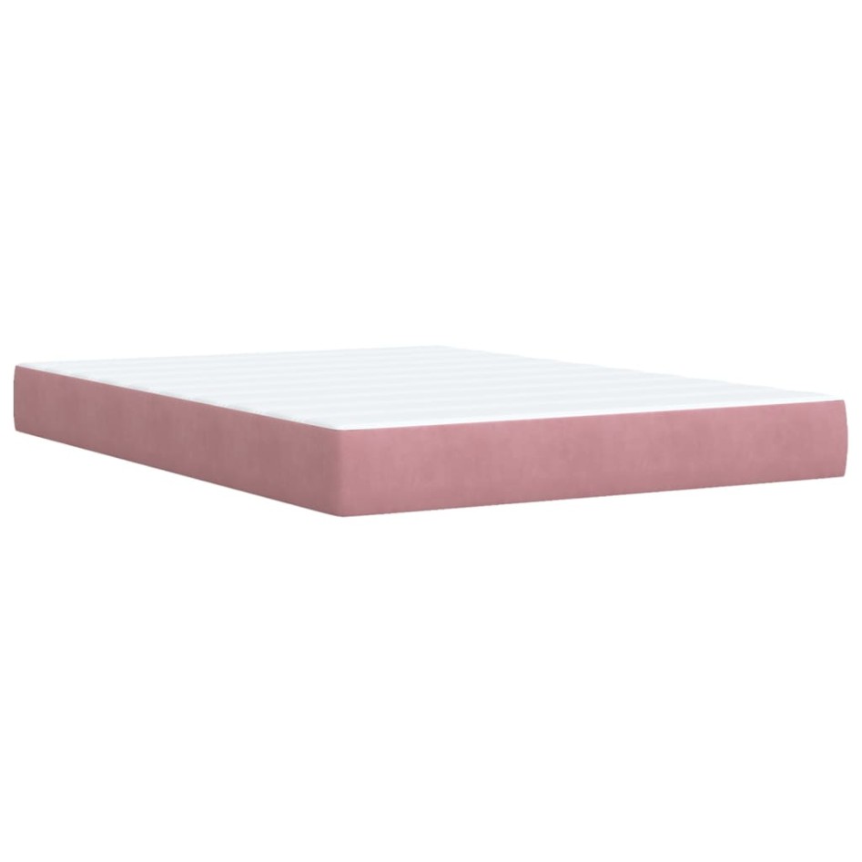 Cama box spring con colchón terciopelo rosa 140x200