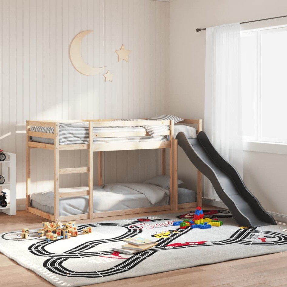 Litera con tobogán y escalera madera maciza de pino 90x200