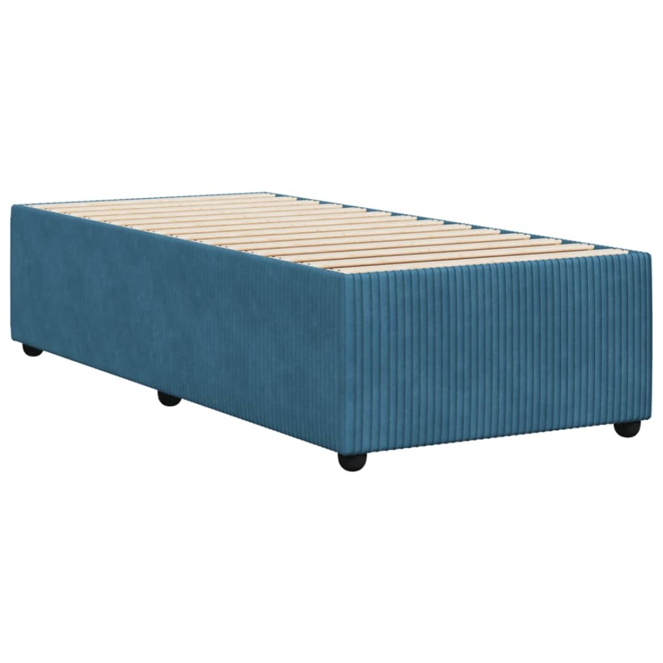 Estructura de cama de terciopelo azul 90x200