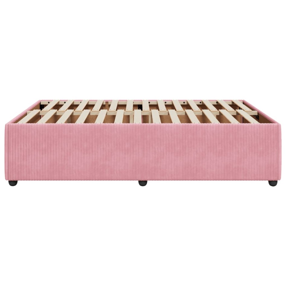 Estructura de cama sin colchón terciopelo rosa 140x190